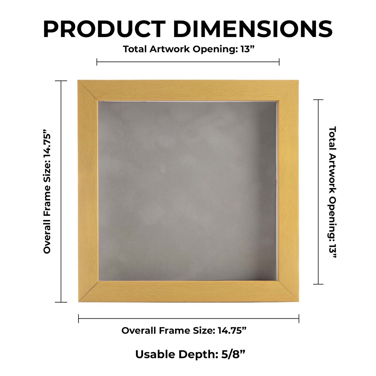 Classic Natural Wood Shadow Box Frame with Acrylic Front - Light Brown Suede Backing, 30 Sizes